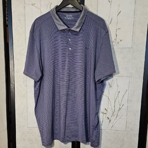 Calvin Klein Blue Polo Shirt with Soft Heathered Texture